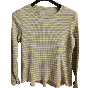 Women's American Eagle Long Sleeve Pull Over Gray With Lime Stripes Sz L